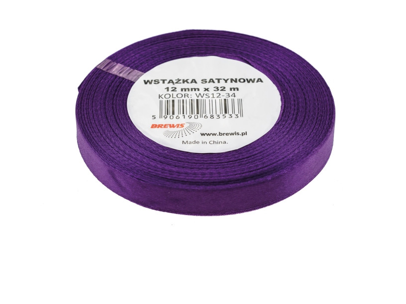 Wstążka satynowa 12mmx32m fioletowa Brewis